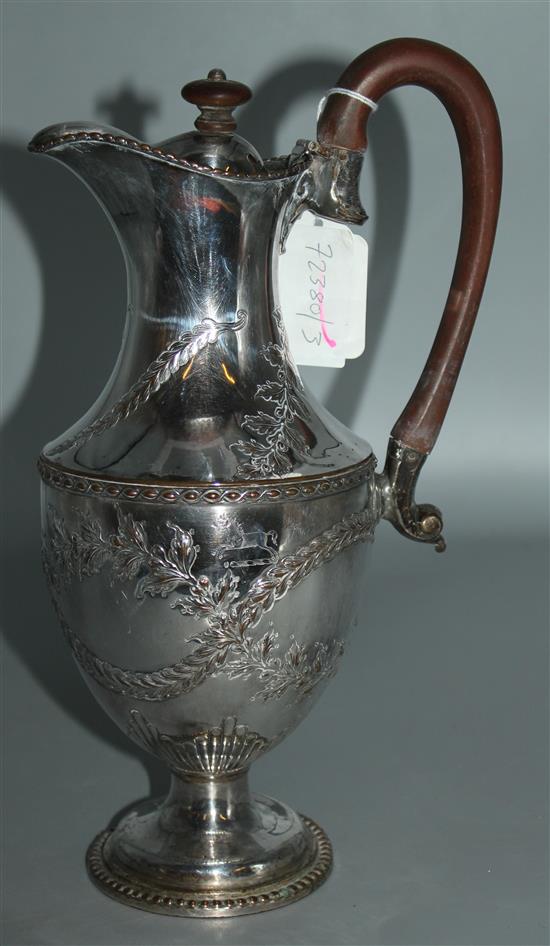 19th century silver plated hot water jug